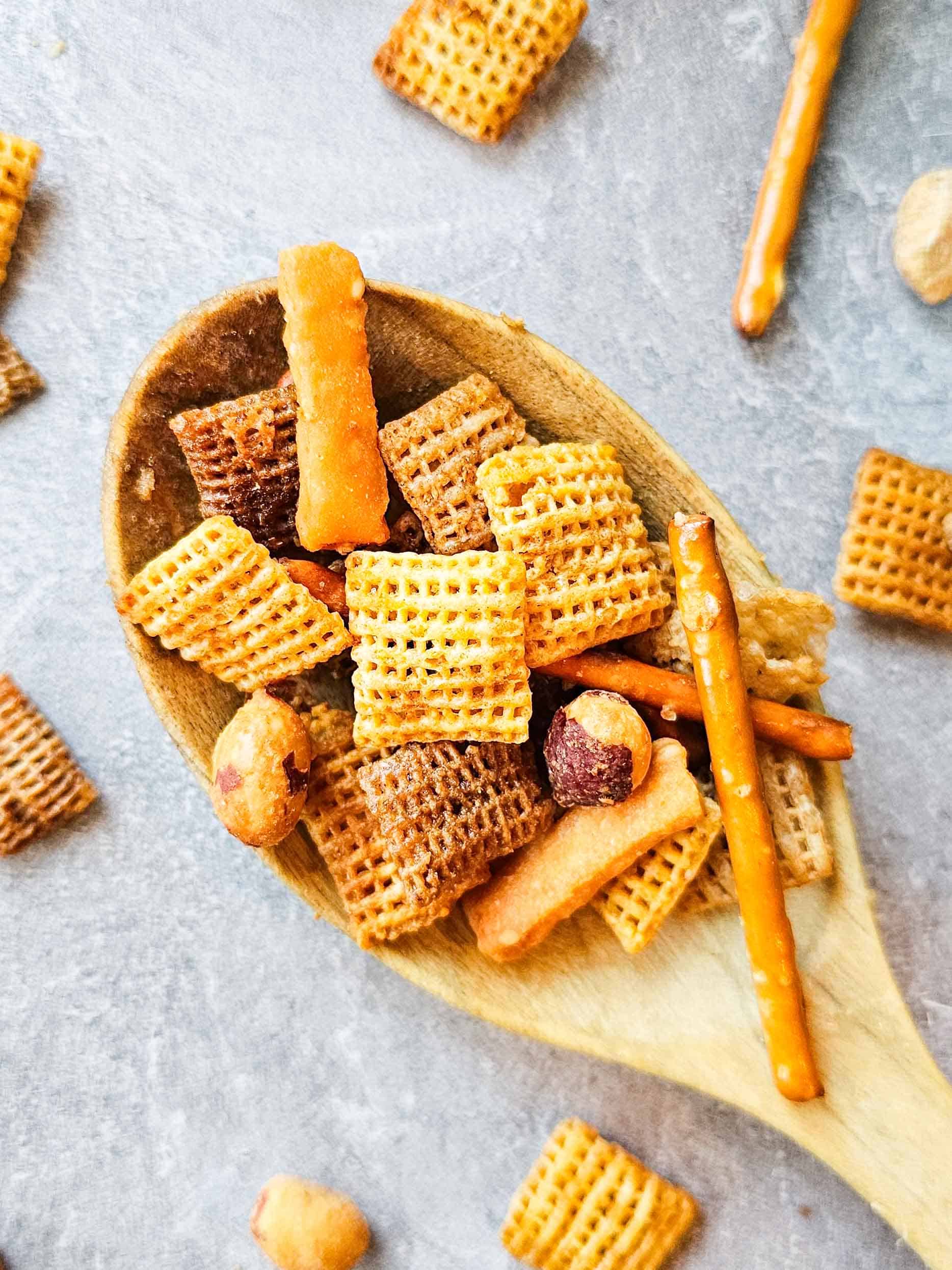 spoonful of chex mix