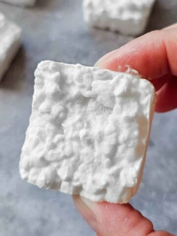 a frozen cube of cottage cheese