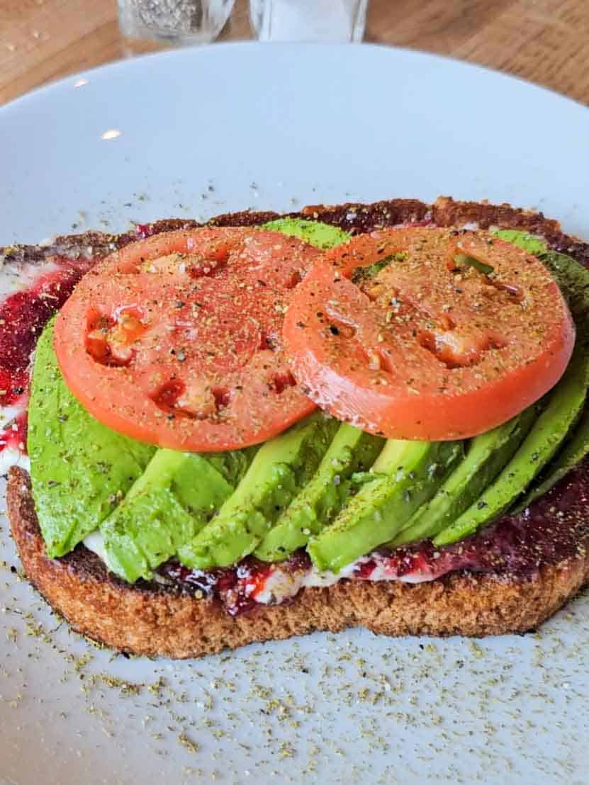 toast with raspberry  jam and avocado