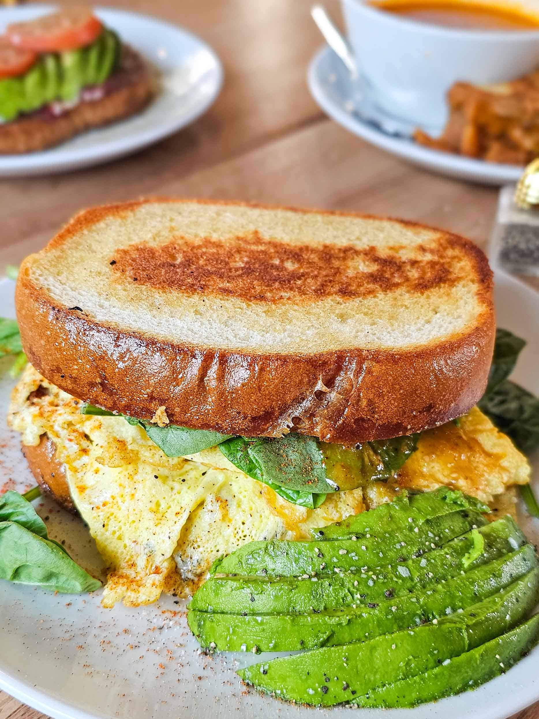 egg breakfast sandwich on a plate