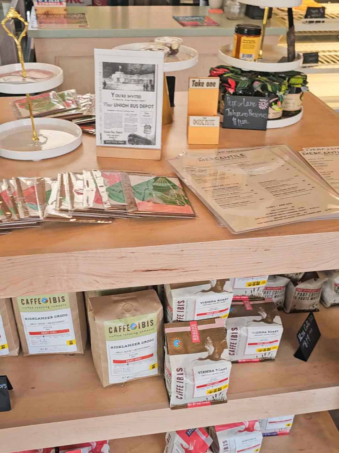 shelves filled with local goods