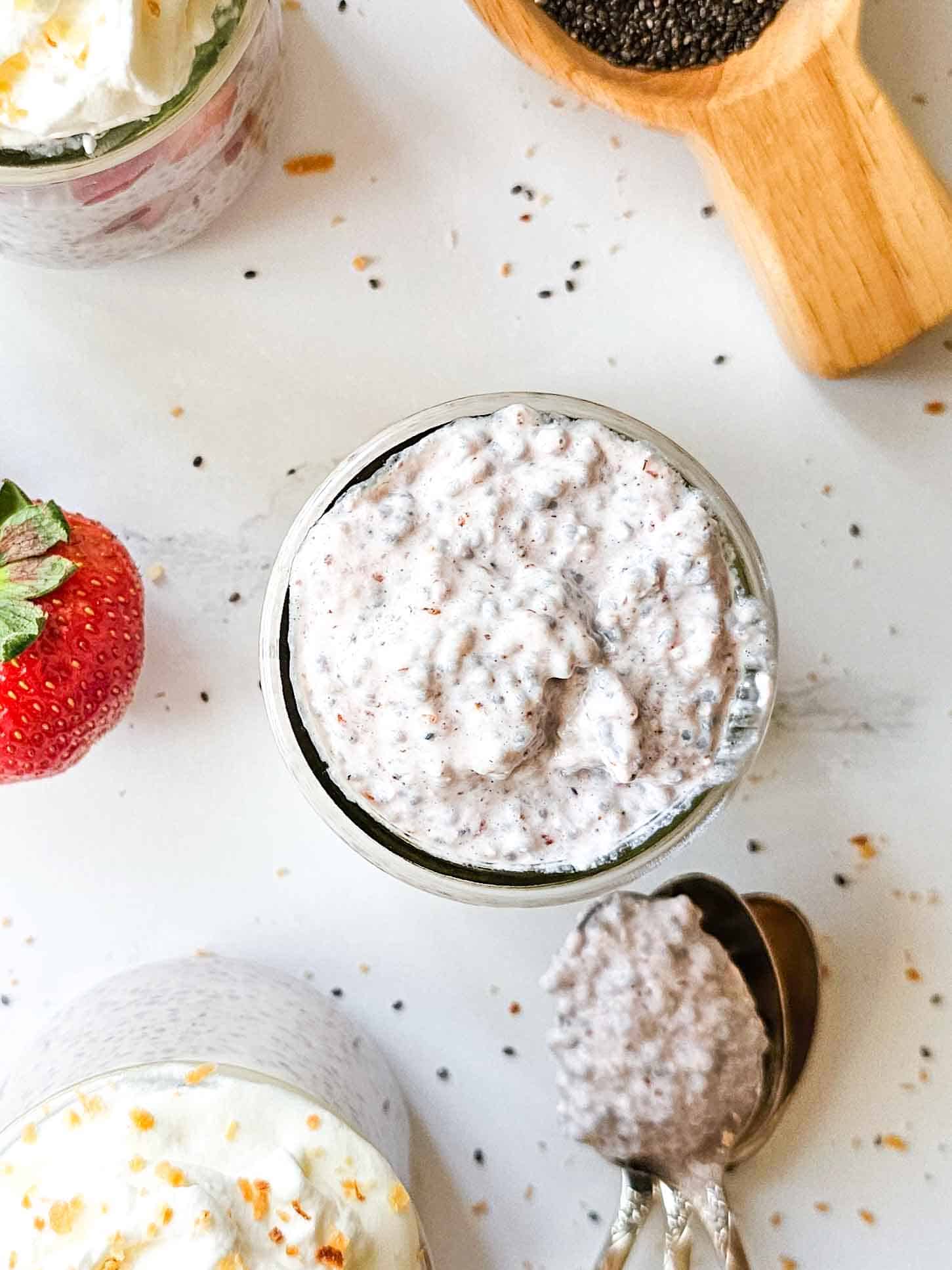 a jar of creamy chia pudding