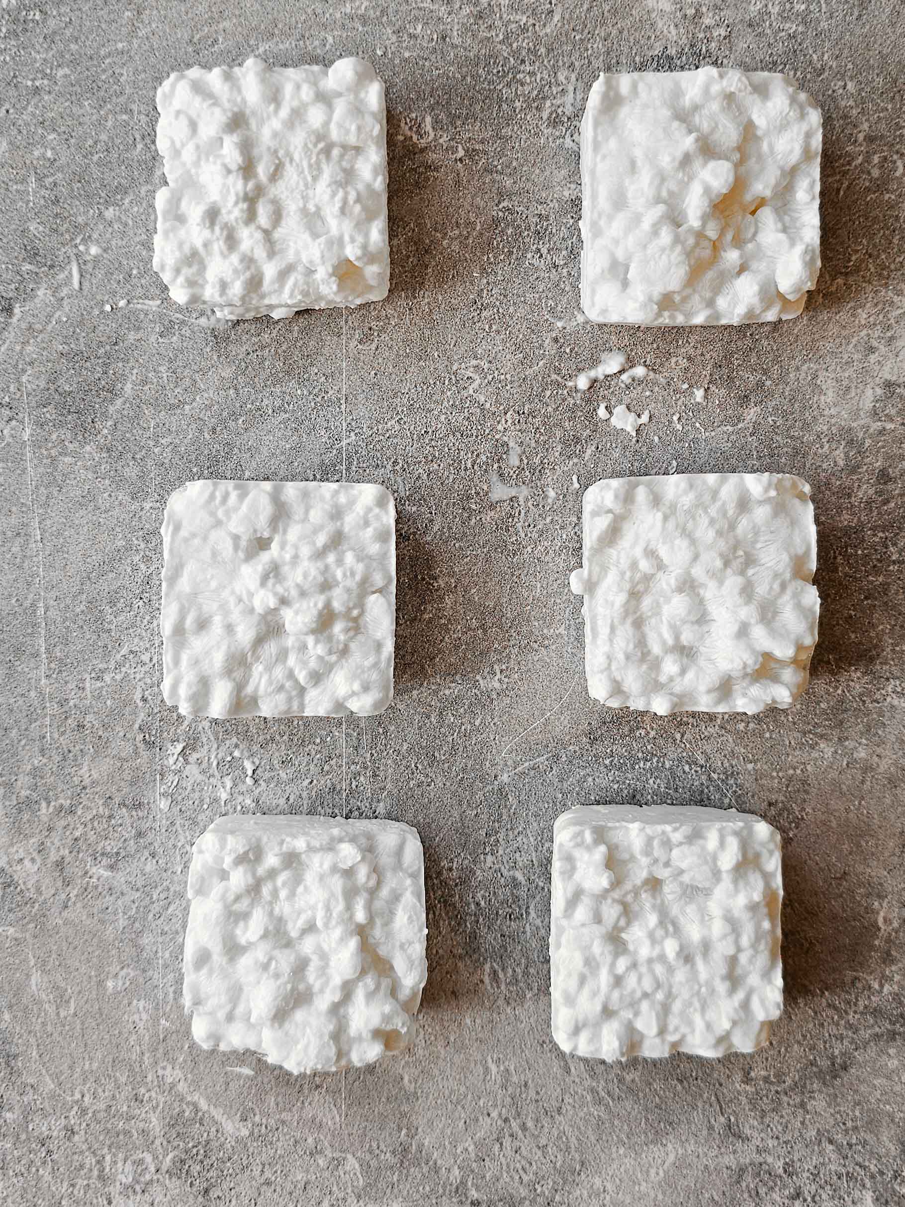 cubes of frozen cottage cheese