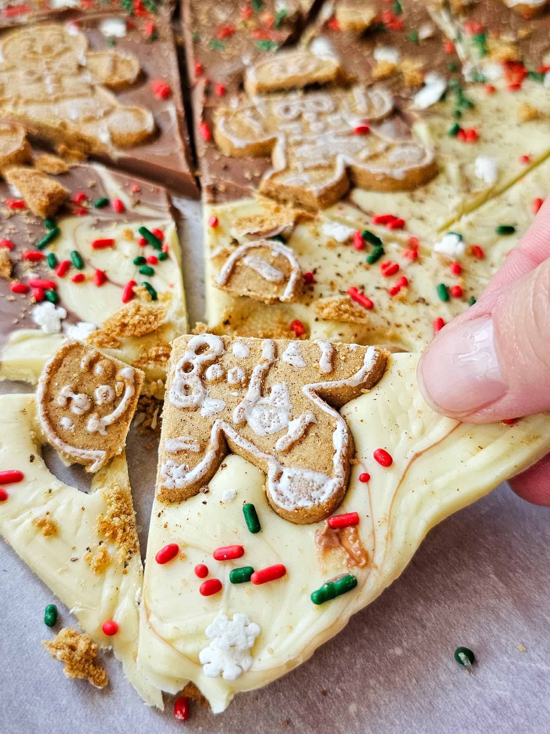 white chocolate with gingerbread cookie inside