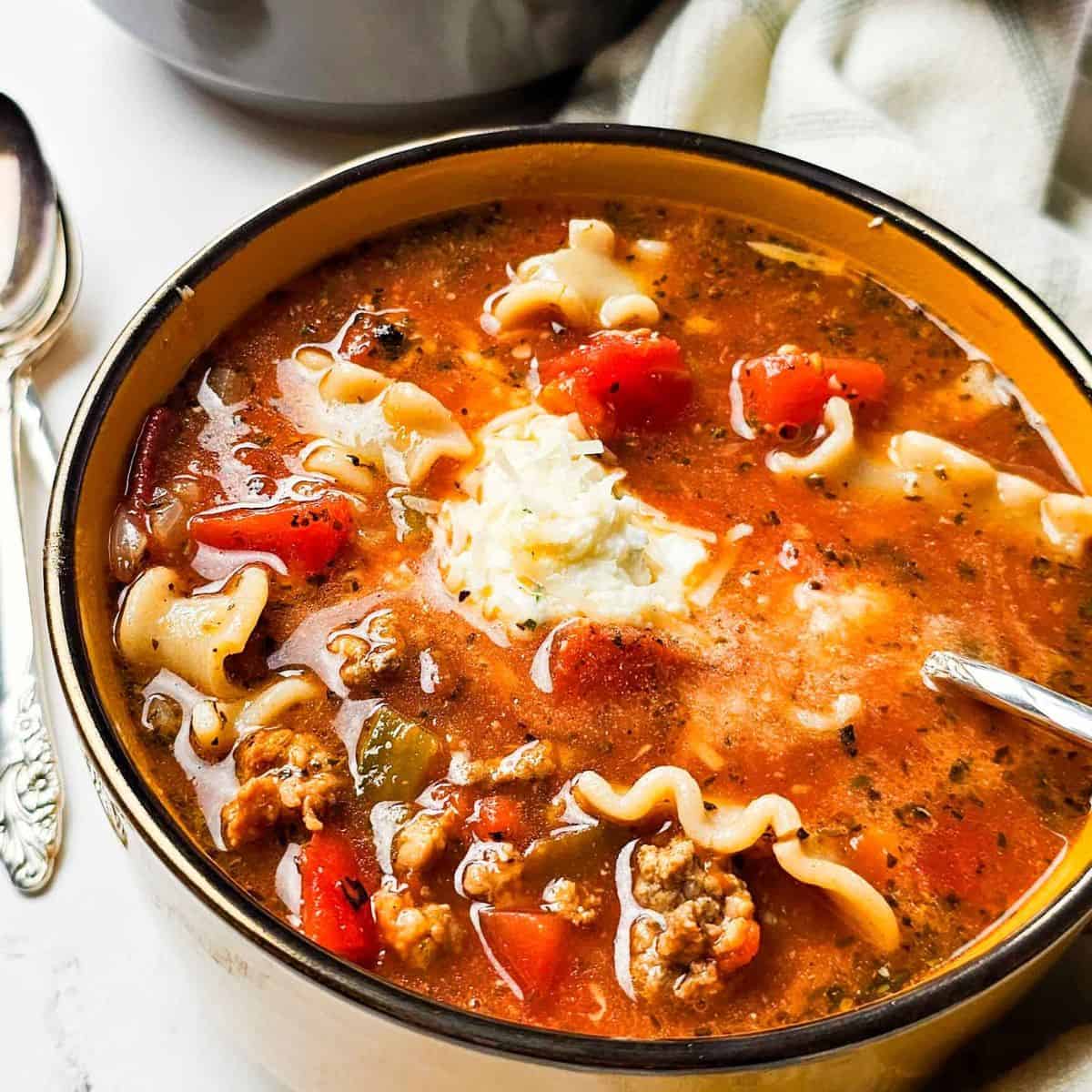 bowl of lasagna soup